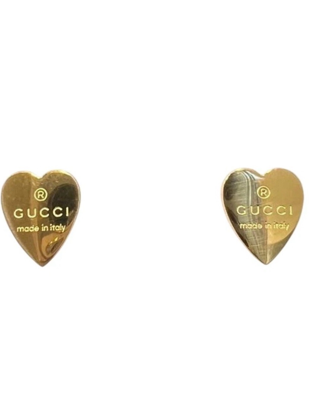 Gucci Gold Heart Logo Stud Earrings
